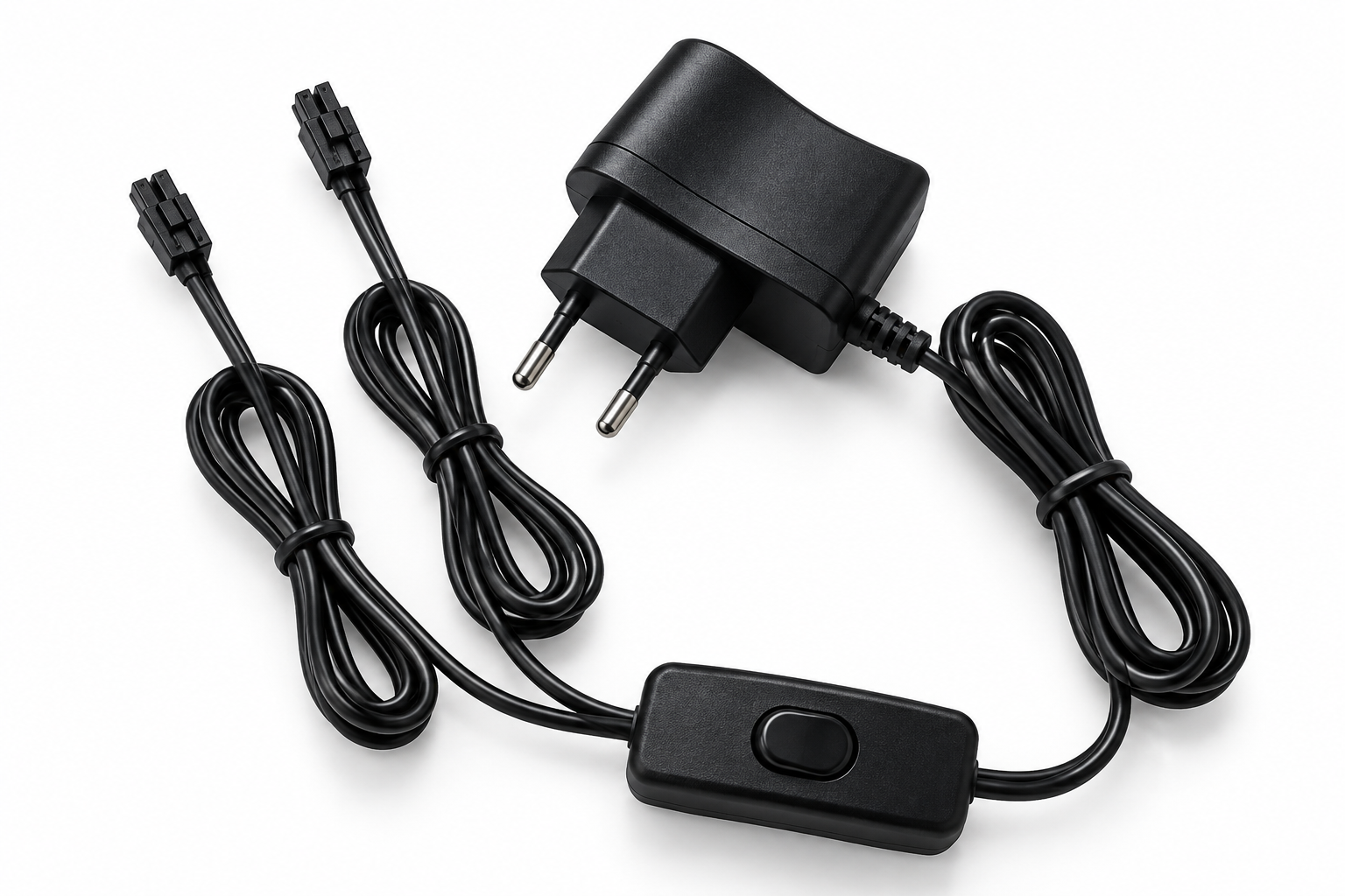 Adapter 12 V SM Connector Plastic Wall-plug type 5,5*2,5mm-1 A-Eco-Inline switch 2 Output